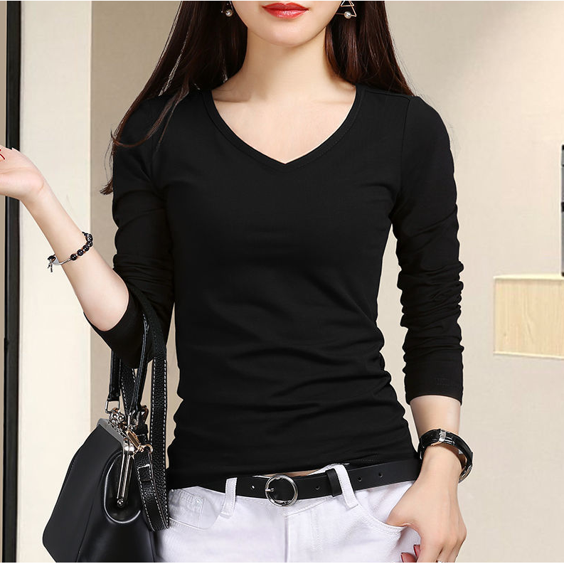 일월전빵 봄 가을 사계절 간절기 여성용 슬림핏 무지 이너 긴팔티셔츠 B-C025S 9,900원