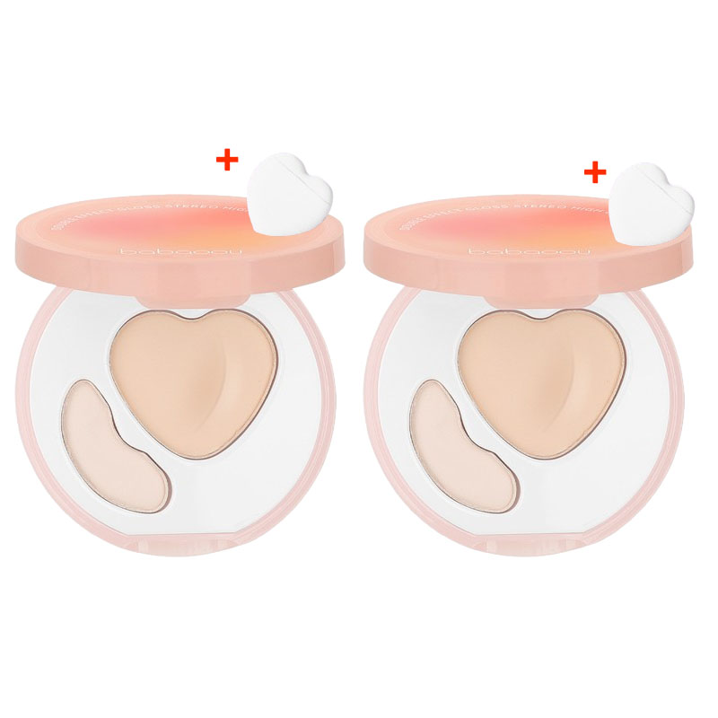 [지속력 최고] 1+1 SUNNEER 30초 눈물고랑 커버 더블 컬러 하이라이터 팔레트 방수 블렌더 팔레트 얼굴 코 하이라이트 3D 입체 메이크업파우더, 1개, 02#내추럴+02#내추럴 13,000원
