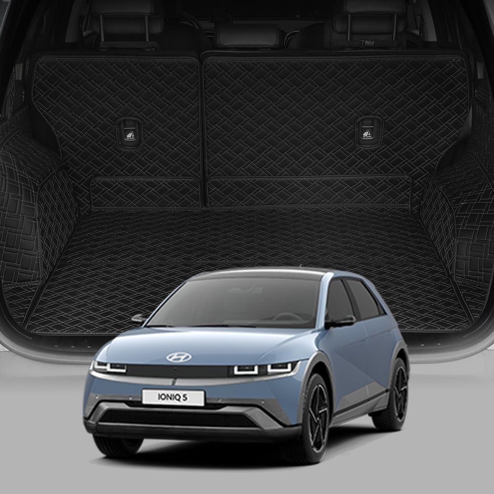 디테일링 우븐블럭 프리미엄 풀커버 트렁크 매트 본품 + 킥매트 + 가죽보호제 세트, 블랙 + 블랙, 더 뉴 아이오닉5(NE FL) 138,000원