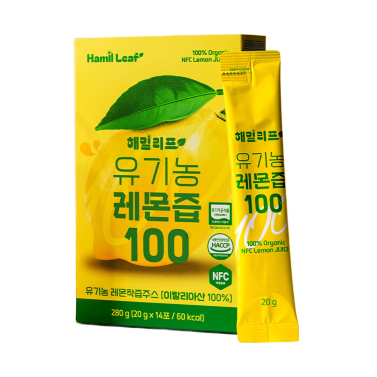 해밀리프 유기농 리얼착즙 레몬즙 레몬원액 100%, 280g, 2개 7,900원