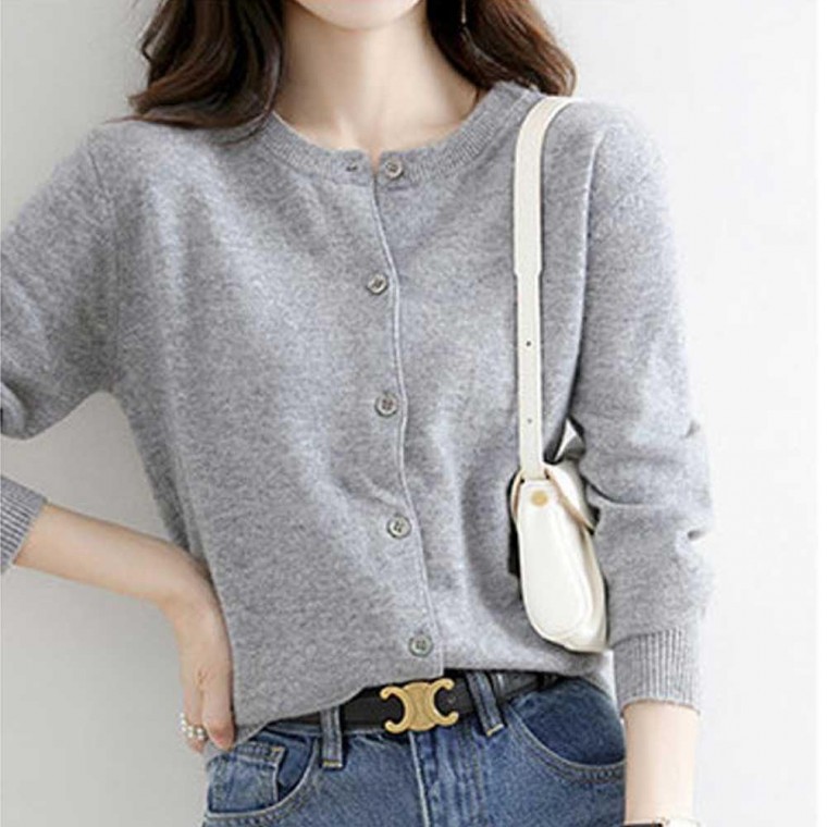 여자 봄 가을 간절기 무지 가디건 버튼 라운드 - 니트 예쁜가디건 50,190원