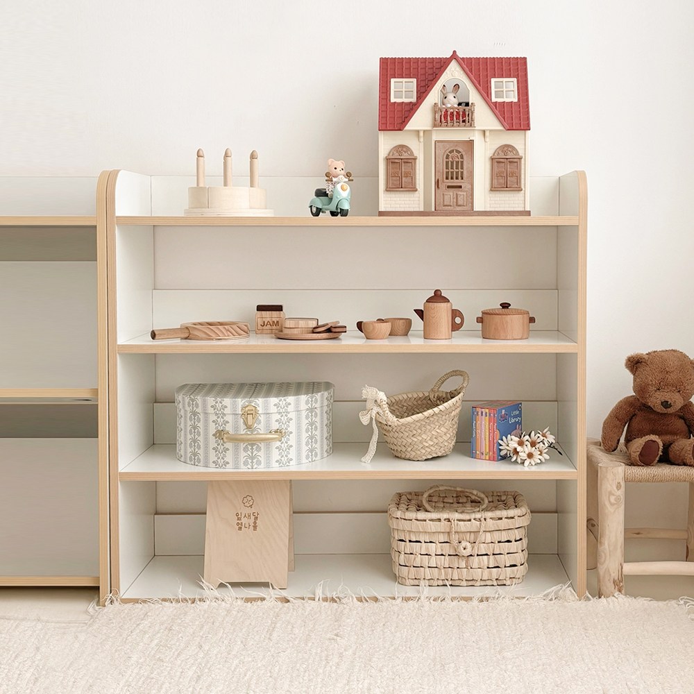 심플룸 아동용 다용도 교구장 4단, 오크 + 화이트 64,000원