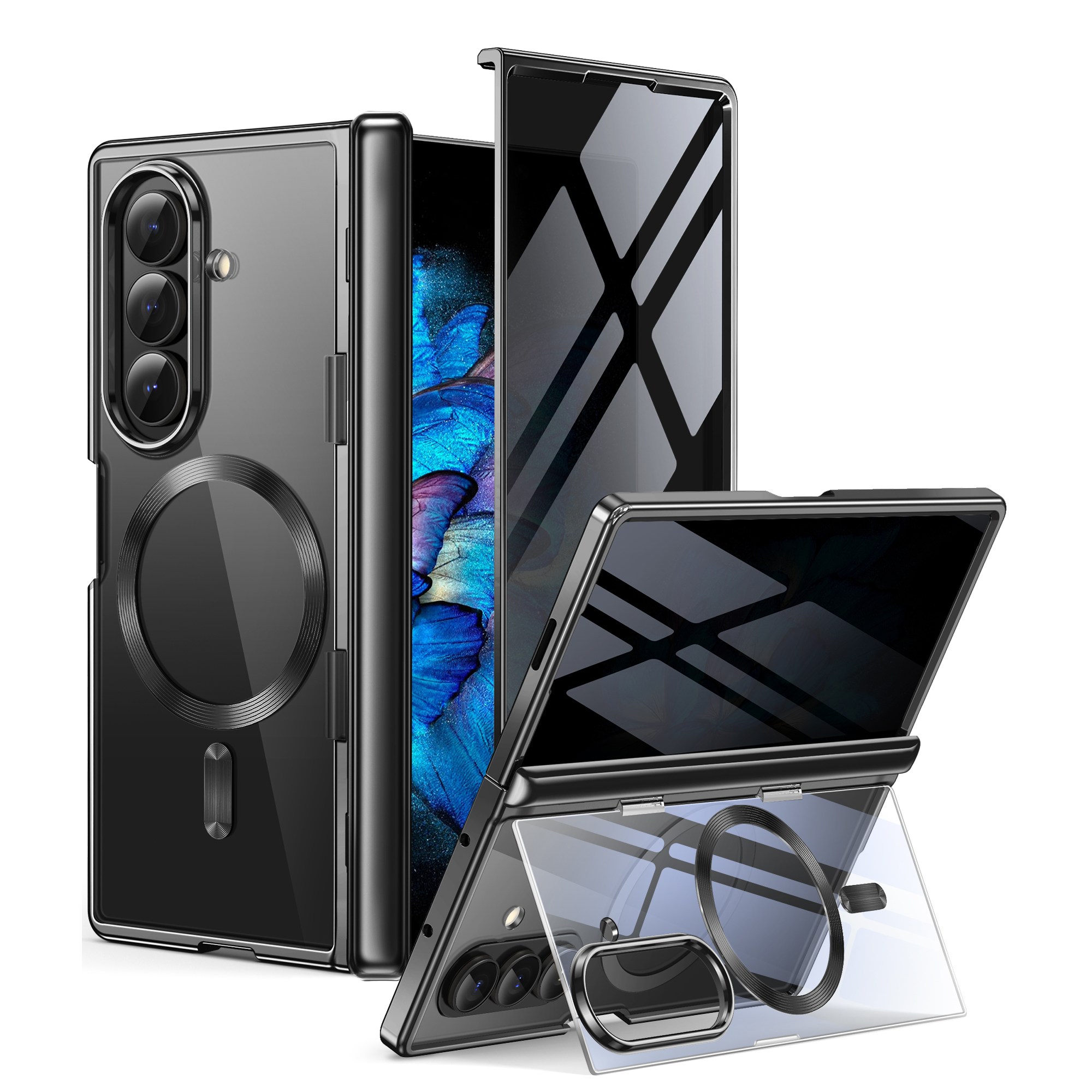 모보시 힌지보호 맥세이프 호환 스탠드 액정보호 필름 내장 풀커버 충격방지 투명 도금 휴대폰 케이스 135,000원