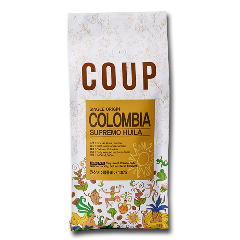 훔볼트 콜롬비아 수프리모 후일라 싱글 원두커피, 홀빈(분쇄안함), 200g, 1개 11,500원