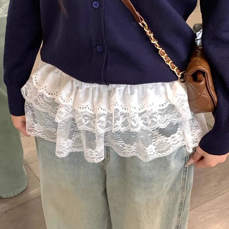 여성 레이스 프릴 허리치마 리본끈 레이어드 힙스커트 페플럼 벨트형 미니 벌룬 프릴 치마 레이스 쉬폰 레이어드 랩 스커트 코디 11,890원