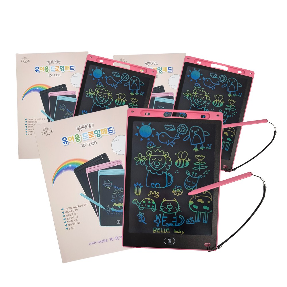 벨베이비 유아용 드로잉패드 10인치 전자칠판 LCD, 3개, 핑크 27,000원