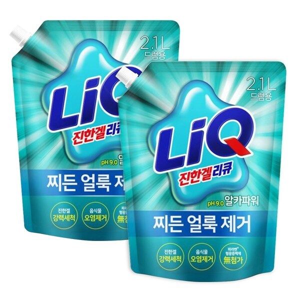 리큐 진한겔 알카파워 드럼용 액체 세제 액상형 세탁세제 리필 2.1L 2개 25,400원