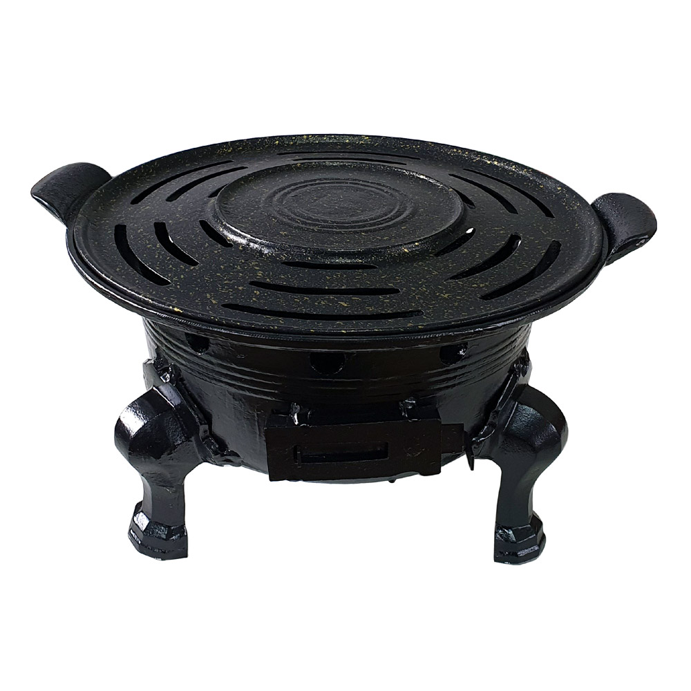 통주물 숯불 미니 화로구이 세트 33cm 36cm 숯불불판 포함 직화 바베큐그릴 국산, 숯불 화로구이세트(주물화로+솥뚜껑구이판)_36cm, 1개 203,000원