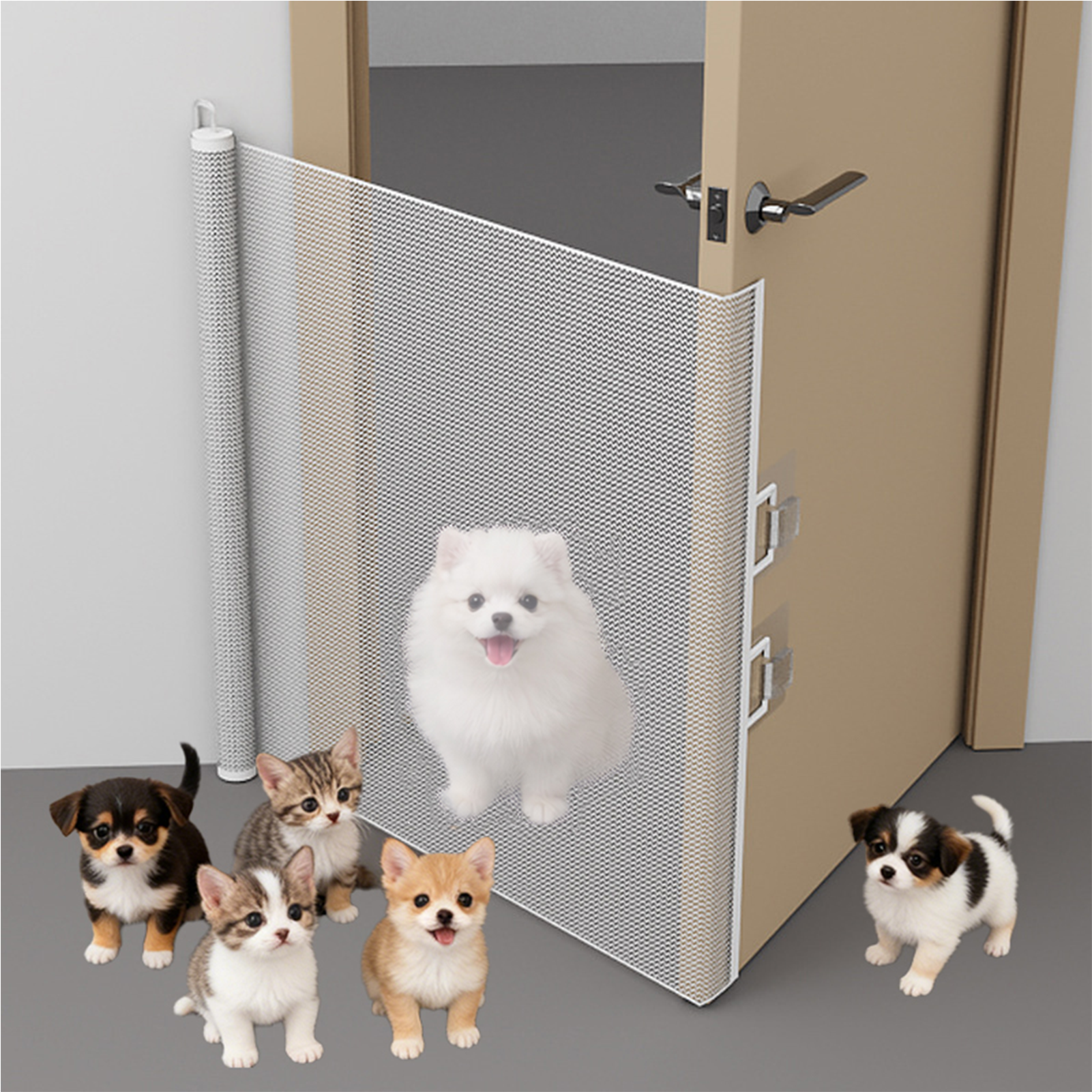 Clevoria 무타공 슬라이딩 반려동물 안전문 메쉬 길이조절 반자동 고양이 강아지 펫 울타리 15,900원