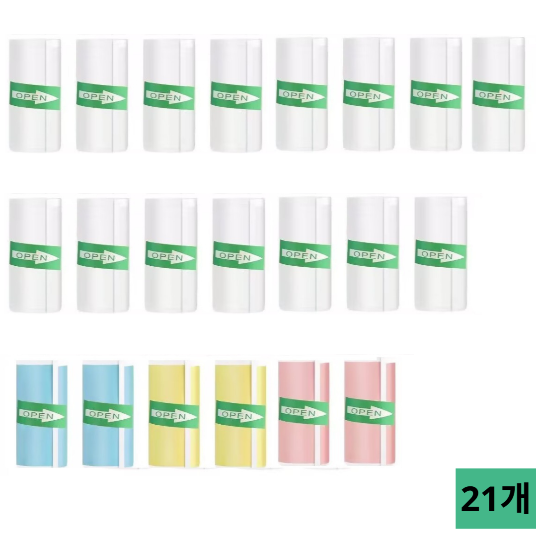 라벨프린터 라벨지 미니 프린터 스티커 감열지 화이트접착지 15개,컬러 접착지 6개 포함 15,630원