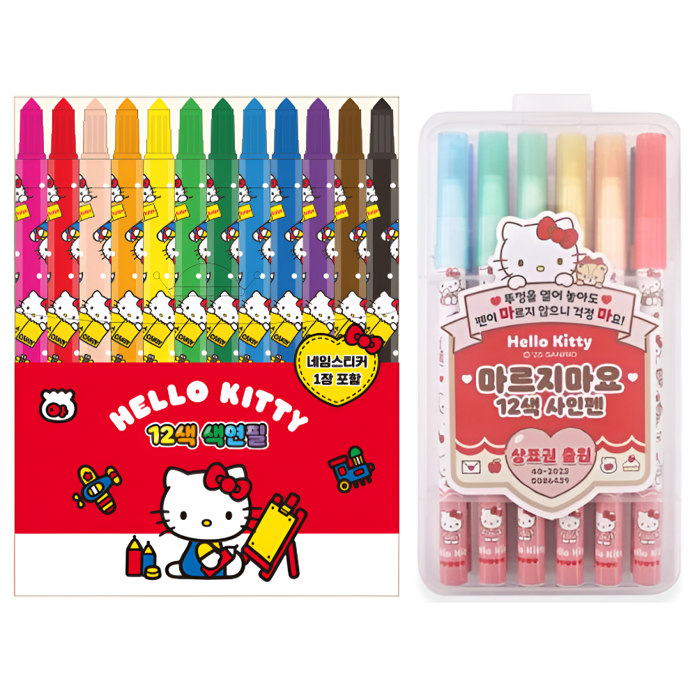 헬로키티 산리오 색연필 + 마르지마요 싸인펜 세트 12,900원