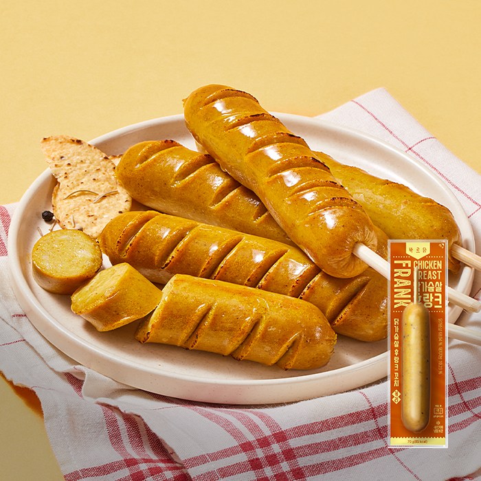 바르닭 닭가슴살 후랑크 꼬치 커리, 14개, 70g 30,000원