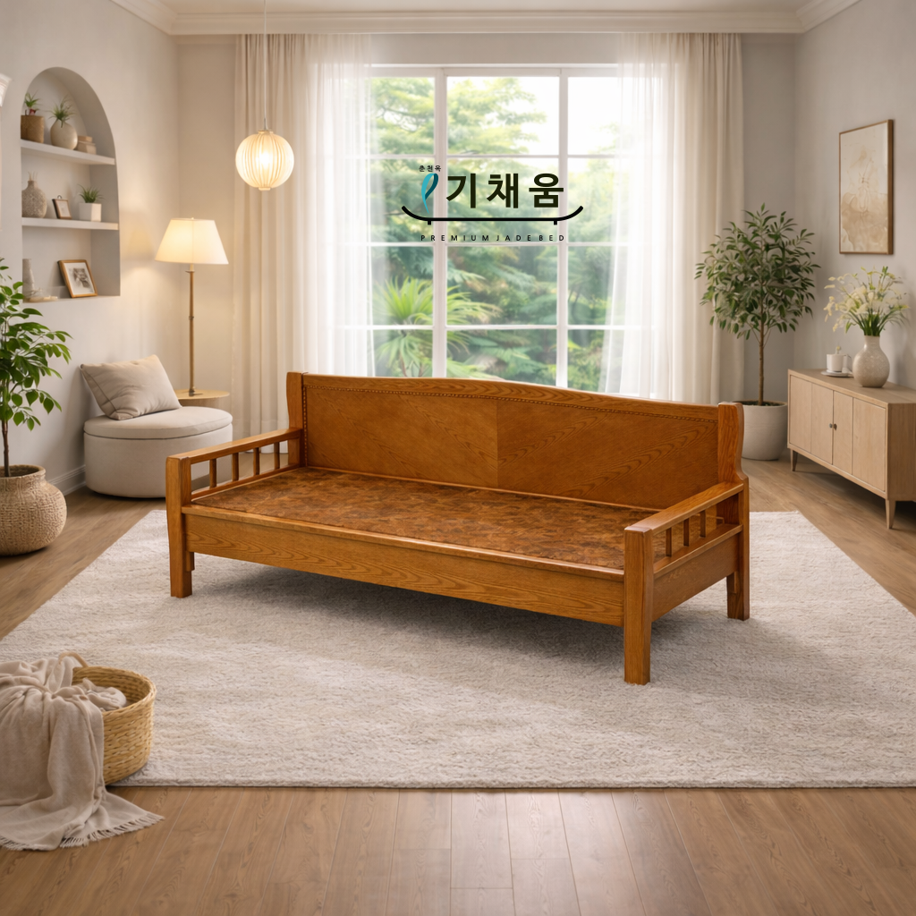 기채움의료기 GC001 3인카우치 쇼파 황토볼 흙침대 맥반석 한정판매, 맥반석 보료(홍) 399,000원