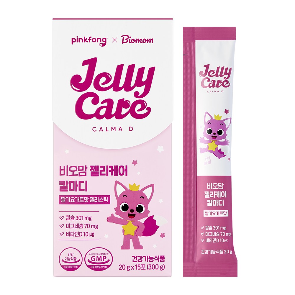 핑크퐁 비오맘 젤리케어 칼마디젤리 딸기요거트맛 어린이키즈초등학생 칼슘 마그네슘 비타민D 20g, 1개, 300g 19,800원