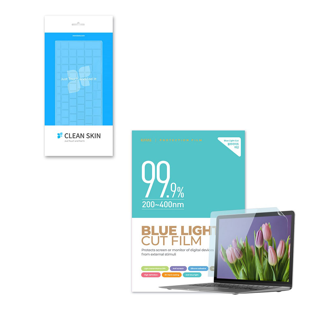 카라스 삼성 NT901X3T,NT900X3U,NT900X3V,NT900X3Y,NT930XBE,NT931XBE,NT930XBV용 블루라이트차단액정필름+노트북키스킨, 1세트, 복합 28,000원