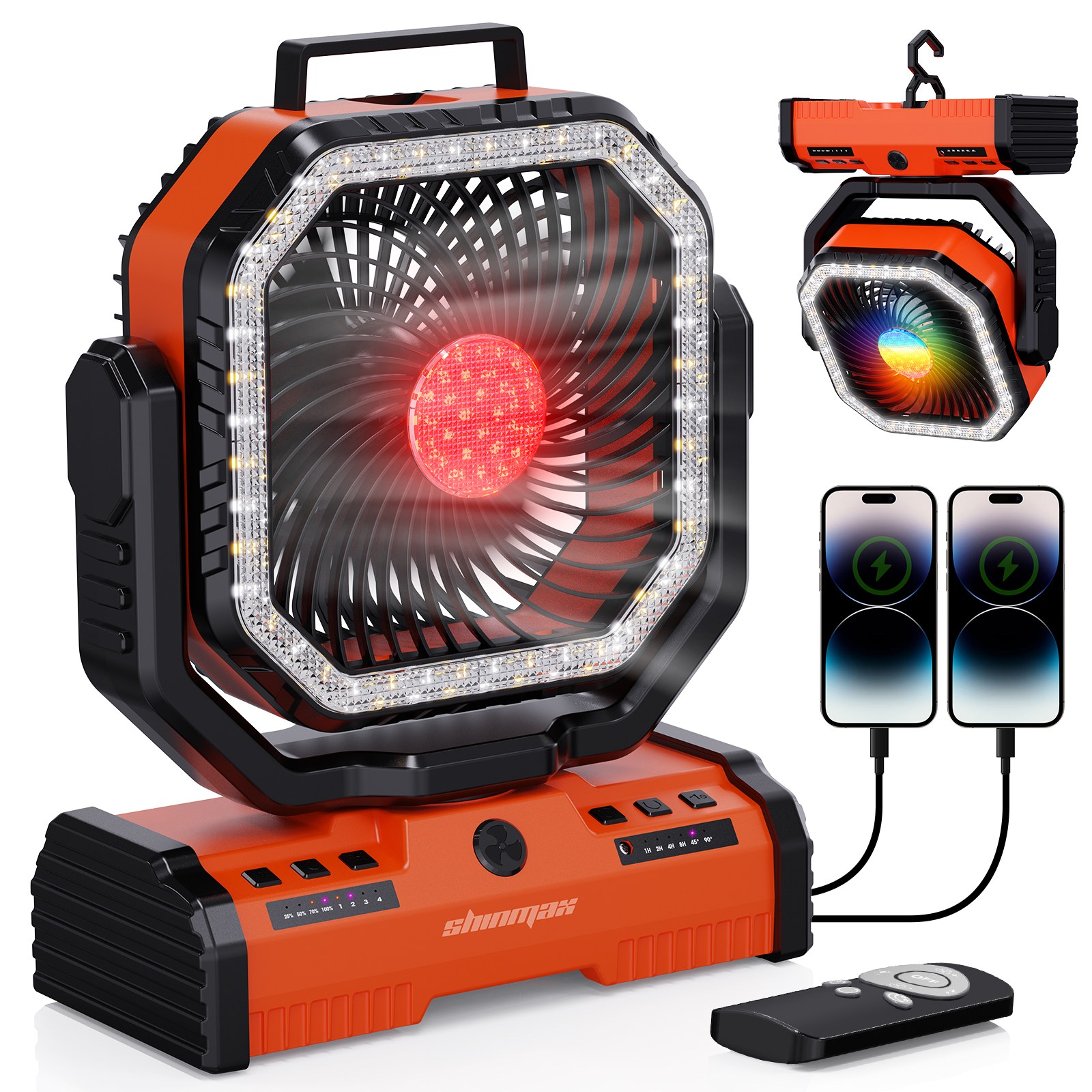 Shinmax 신맥스 F16 야외 선풍기 응급 비상등 초대용량 48000mAh 보조배터리 무선 캠핑용 팬, 오렌지 189,990원