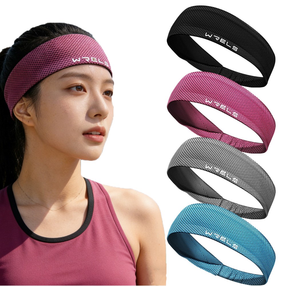 WRELS 흡한속건 헤드밴드 미끄럼방지 밀착형 남녀공용 러닝 운동용, 블랙, 1개, 현재가 25,600원
