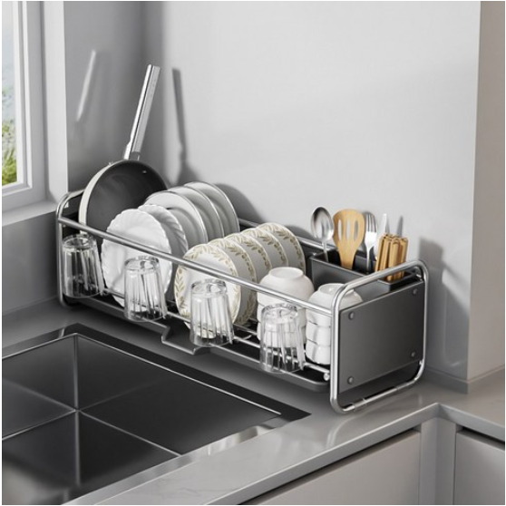 Life Rhythm 틈새 자동 물빠짐 식기 설거지 건조대 컵거치대 수저통 포함 18,500원