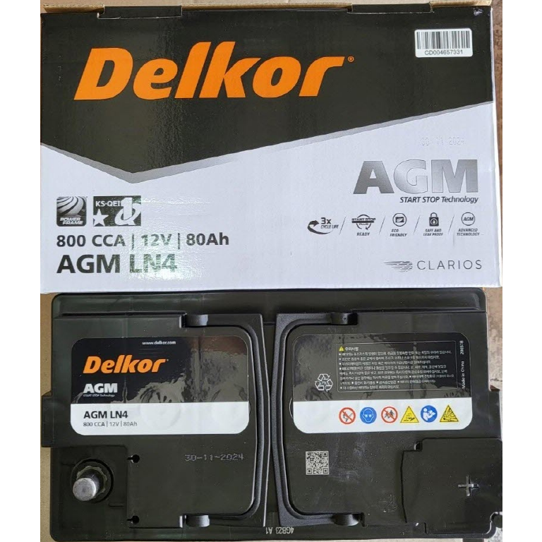 델코 AGM LN4 80AH 자동차 배터리 차량용 배터리 싼타페, 투싼, LF쏘나타, 그랜저HG/IG,스포티지,K5,K7,쏘렌토,스팅어,임팔라,크루즈,말리부 117,000원
