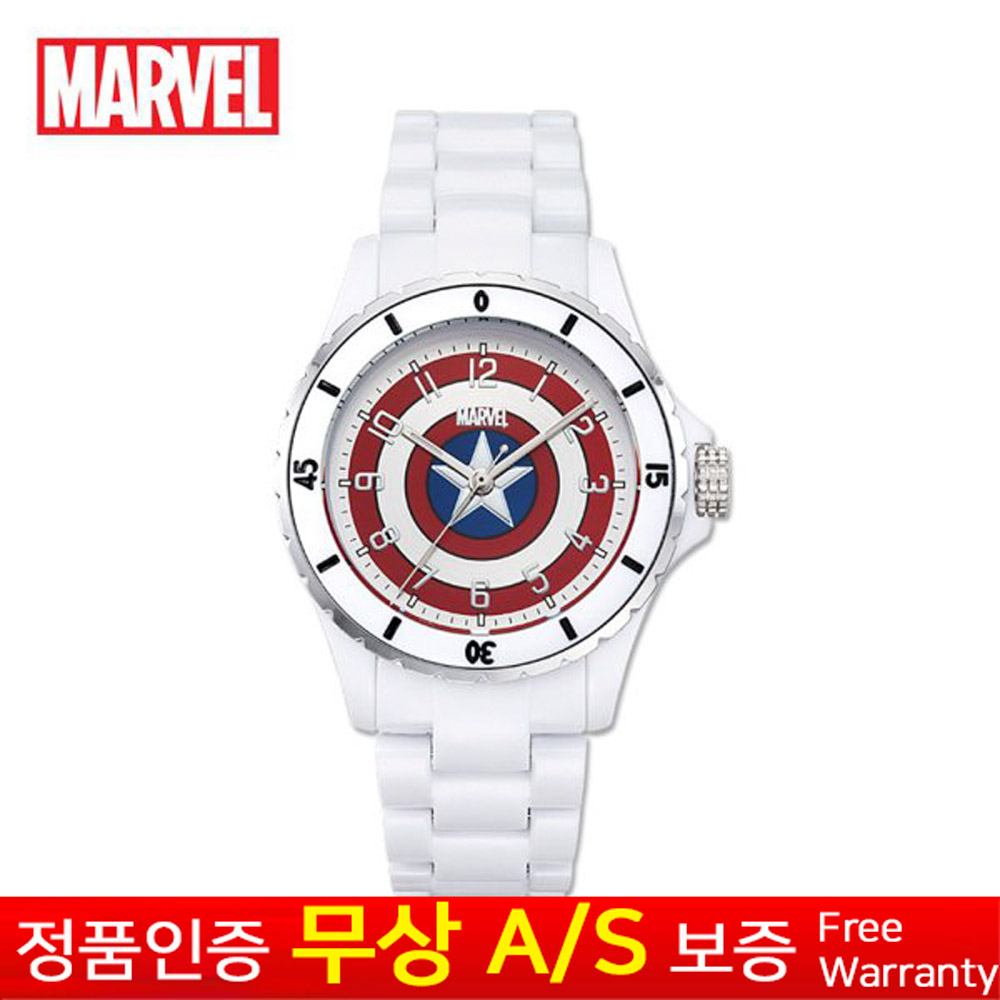 (마블) MARVEL [한국본사정품][무상AS] 남성남자 초경량 마블 아이언맨 어밴져서 캡틴아메리카 메탈밴드 손목시계 MA004-CA 58,900원