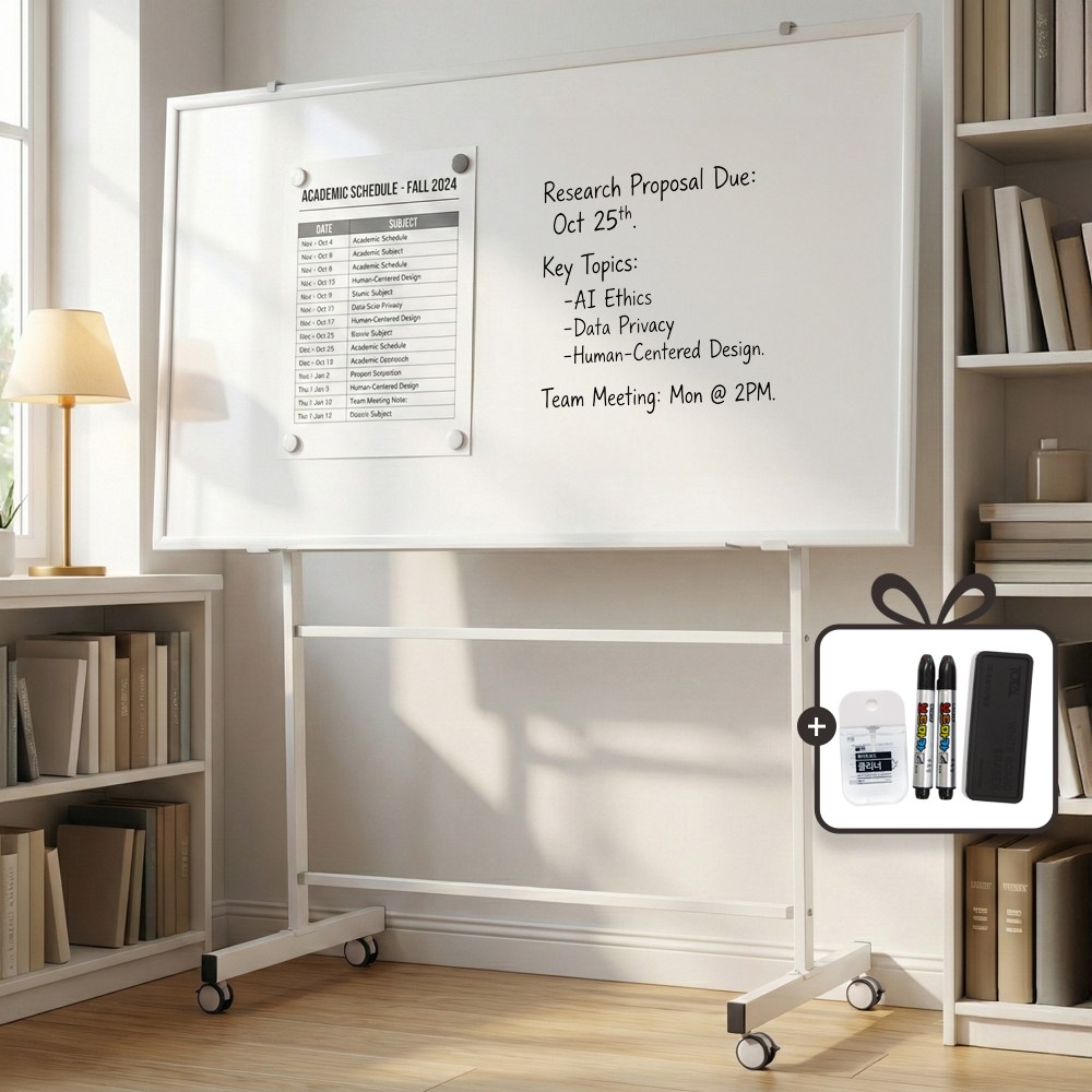 (주) 토탈하얀칠판 자석 화이트보드+스탠드세트 (화이트우드), 화이트우드 89,500원