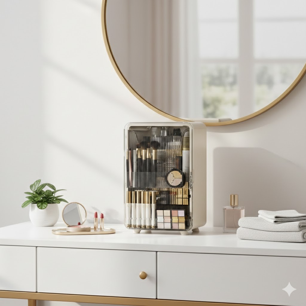 화장품정리함 인테리어 효과 브러쉬 정리대 뚜껑있는 올인원 화장대정리 립스틱함 화장품정리대 화장품수납 화장대 화장품수납함 정리함, 상세체크, 1개 47,800원