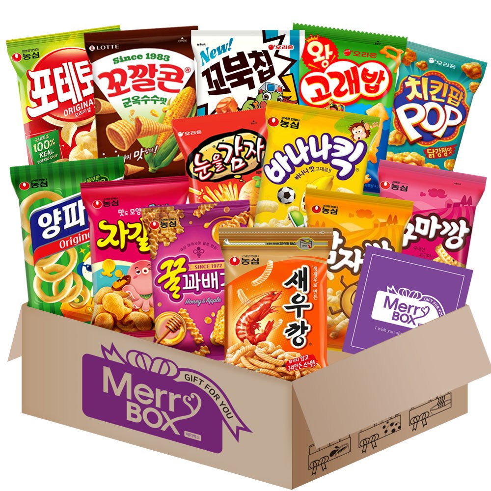 스낵 13종세트 1호{새우깡+양파링+바나나킥+꿀꽈배기+자갈치+감자깡+고구마깡+오감자+꼬북칩+스윙칩+왕고래밥+눈을감자+꼬깔콘}+메세지카드, 1박스, 과자세트 19,900원