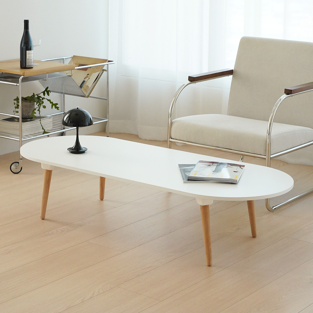 레몬트리 국내제조 E0 LPM 우드 접이식 타원형 900 테이블, 스노우 화이트 69,500원