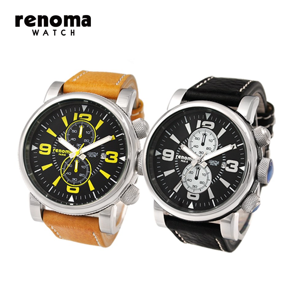 renoma 레노마 파일럿 크로노그래프 10ATM 남성 가죽시계 RE135 68,000원