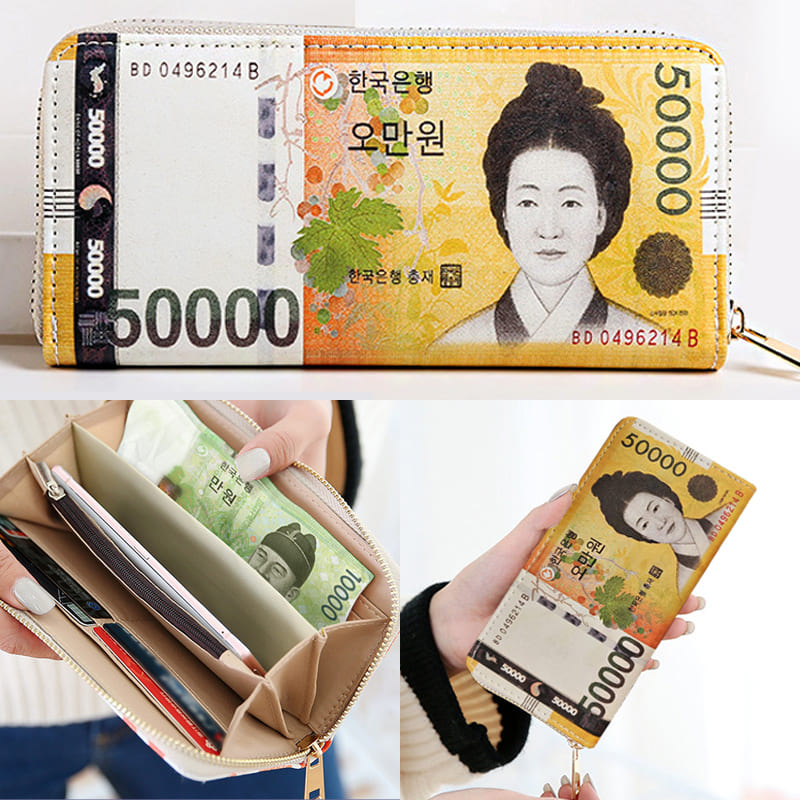 오만원지갑 지폐 파우치 인싸머니 돈모양 명절 세뱃돈 해외여행 여행지갑 카드 동전 유니크 독특한 명함 지퍼 15,900원