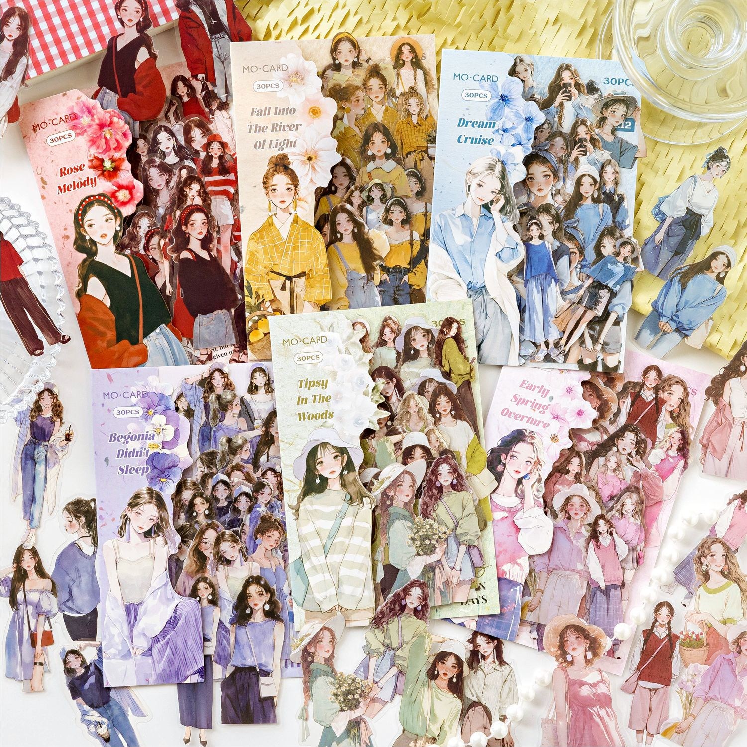 올리브파티 레인보우걸스 시리즈 인물 소녀 감성 빈티지 다꾸 방수 스티커 30매 세트, 6개, 옐로우+핑크+그린+블루+퍼플+레드 27,650원