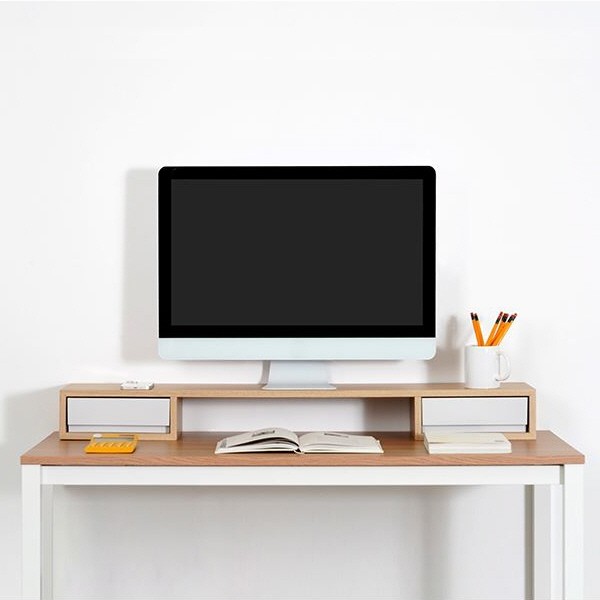 [모노폴리오] 루나 서랍형 1100 모니터 받침대, 오크 35,000원