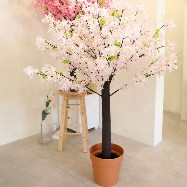 조아트 조화나무 라일락 인조목 화분형 150cm, 브라운(화분), 화이트핑크(인조목), 1개 91,720원