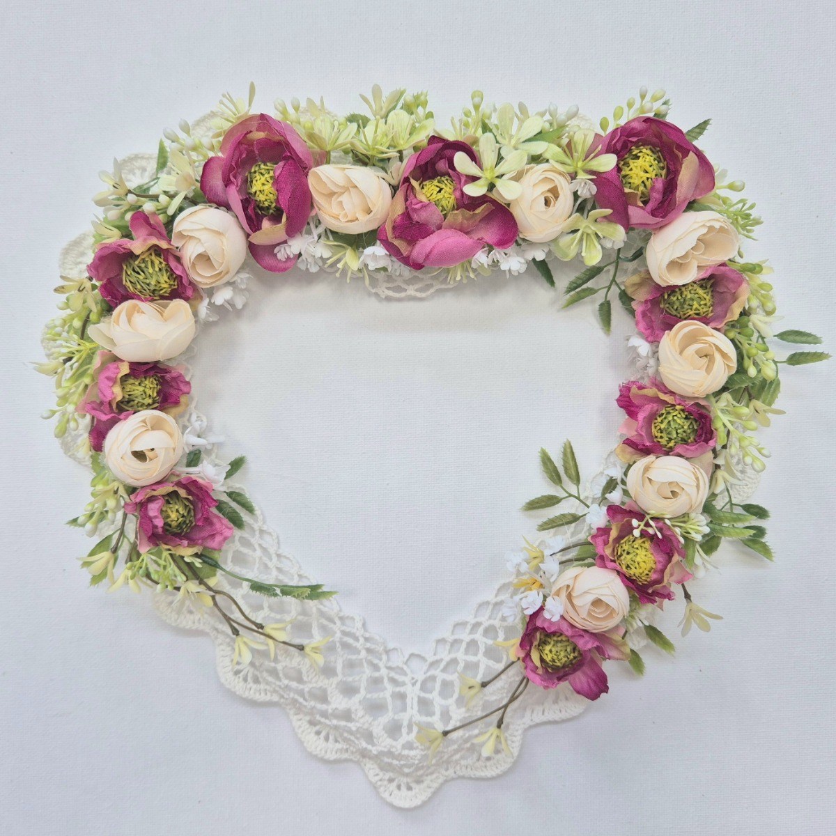 성묘 납골당 봉안당 추모원 꾸미기 핸드메이드 실크플라워 리스9종 미니꽃다발10종 미니화병3종, 1개, 하트 리스 자주 25,000원