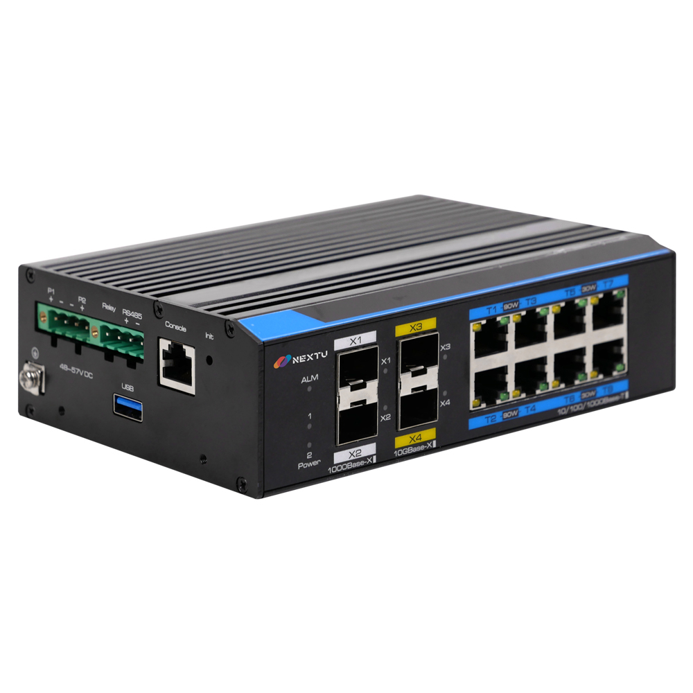 NEXT-POE4322MDTL2-BT90 산업용 8포트 기가비트 TP L2 매니지먼트 POE 스위치 허브 with SFP 총용량 360W 597,000원