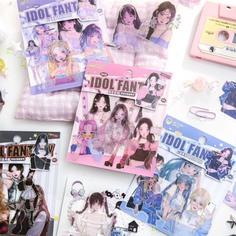 미스터 페이퍼 4종 캐릭터 테마 다이커팅 스티커팩 120장 + 핀셋 세트 - 다이어리 장식 소재용, 4개, 유색 11,000원