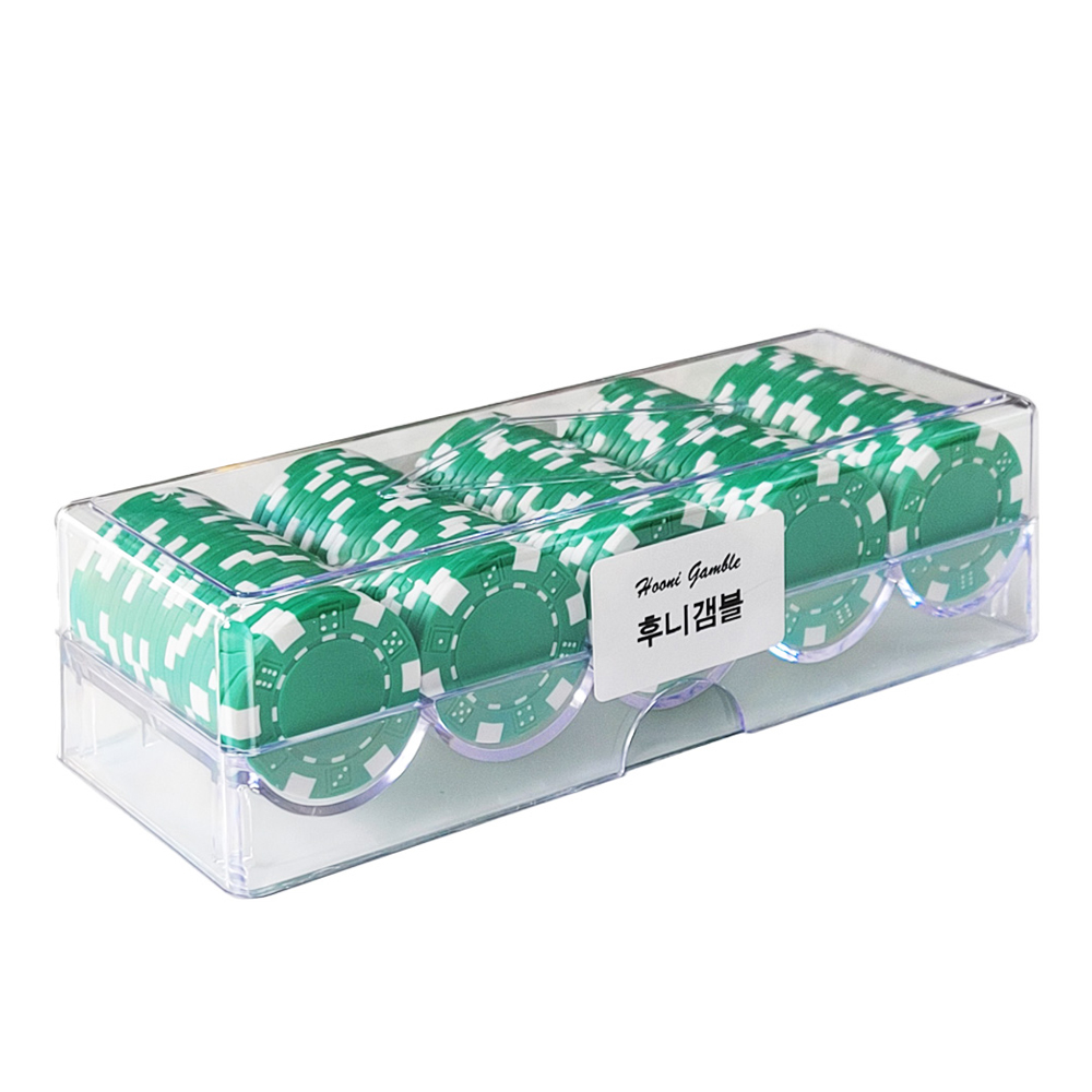 후니갬블 선명한 신료 컬러 포커칩 100p + 아크릴케이스 세트 33,500원