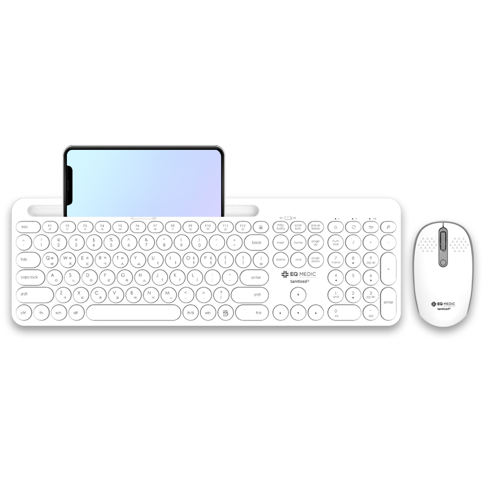 이큐메딕 항균 거치형 저소음 무선 키보드 마우스 세트, 일반형, Sanitize-WS3, 화이트 19,500원