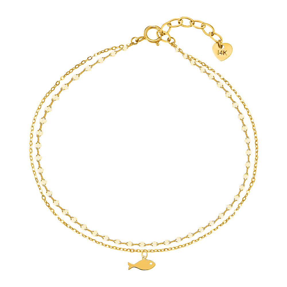 골드앤 14K 베이직 피쉬 두줄 팔찌 행운 물고기 데일리 레이어드 심플 170,700원