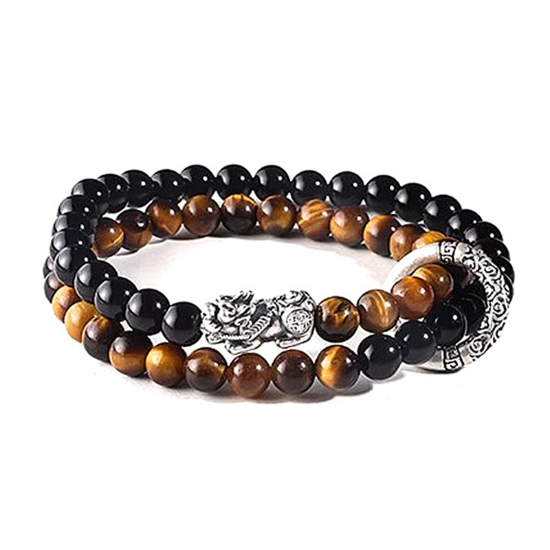 LOVFAS 호안석 비휴 팔찌 남녀공용 사이즈 조절 가능 비즈 팔찌 여성 은팔찌 순은999 펜던트 38,880원