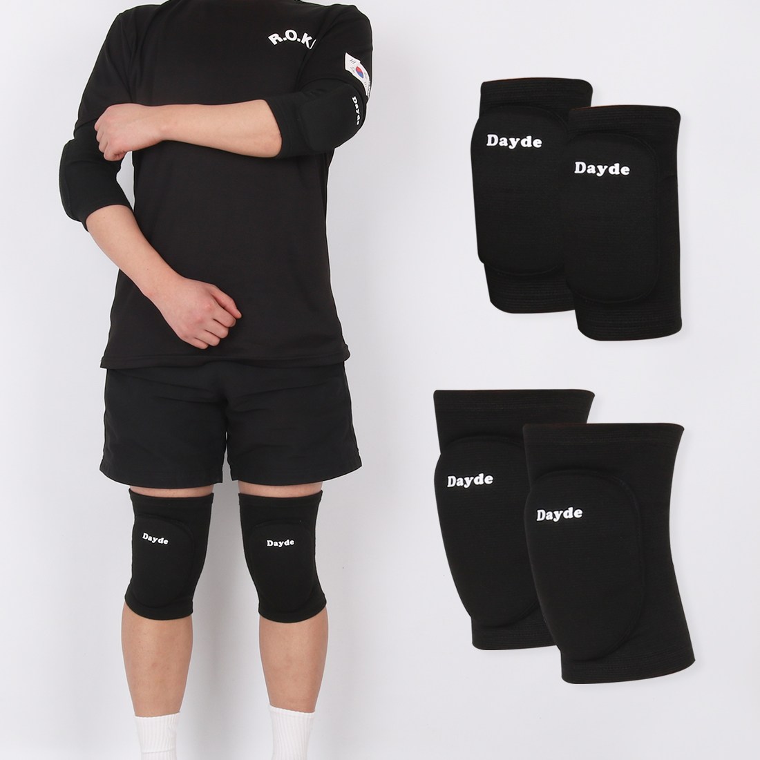 데이드 훈련소 팔꿈치+무릎 보호대 세트 군인 입대 유격훈련 군대 준비물 필수, 데이드 쿠션형 유격 보호대 세트 (팔꿈치+무릎), 블랙, 1개, 현재가 21,870원