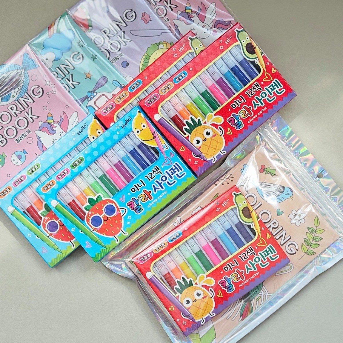 구디팩토리 12색 사인펜 컬러링북 완포장 유치원 답례품 구디백 선물, 5세트, 혼합 19,000원