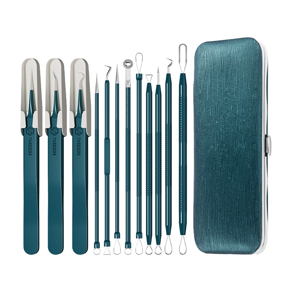 써울그레이 12종 독일 기술 고급 여드름압출기 가죽케이스 전문가용 블랙헤드 피지 압출 초정밀, 1세트, 짙은 녹색 20,000원