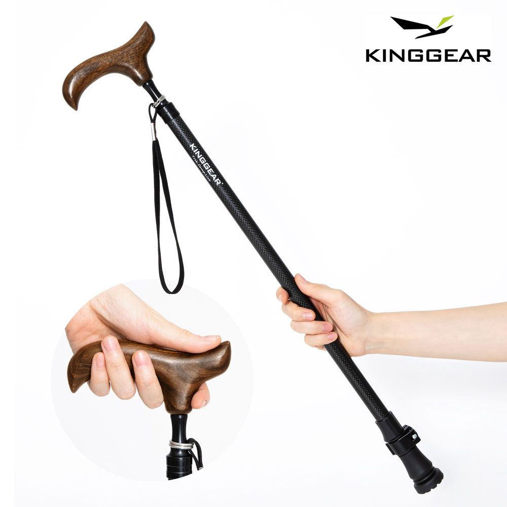 킹기어 초경량 노인 어르신 할머니 할아버지 접이식 길이조절 카본 우드 지팡이 KG-W1B, 1개, 블랙 54,000원