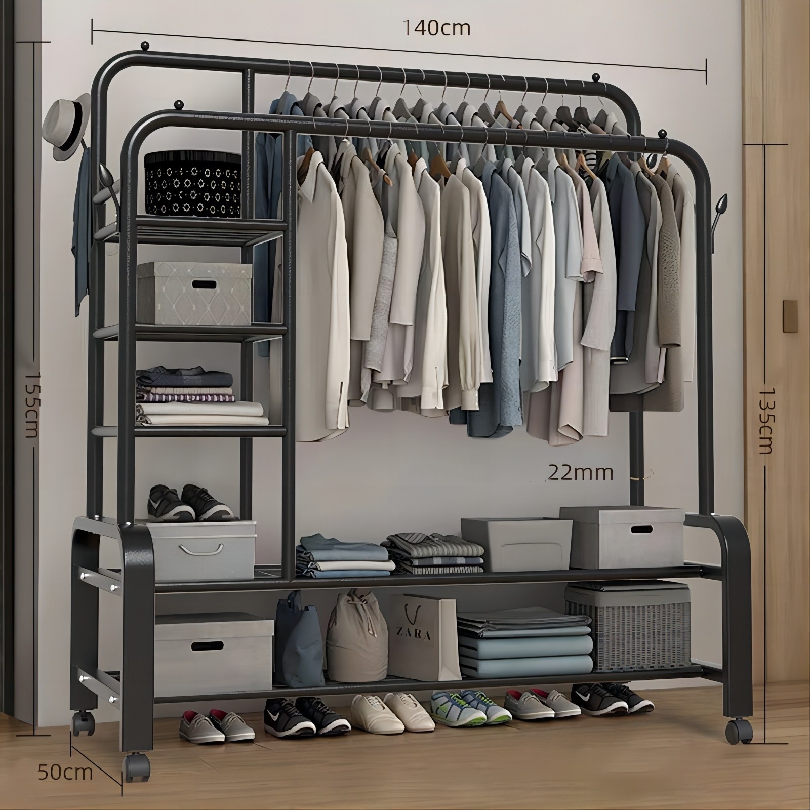 세카이젠 더블 스탠드 행거, 블랙A, 현재가 34,900원