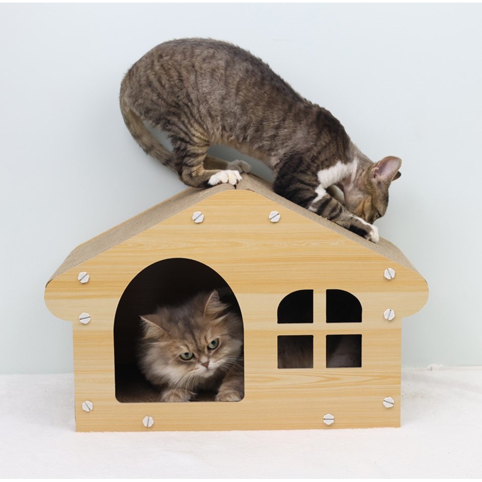 왕왕왕성 고양이 숨숨집 스크래쳐 귀여운 전원하우스, 1개, 내츄럴 우드색 9,900원