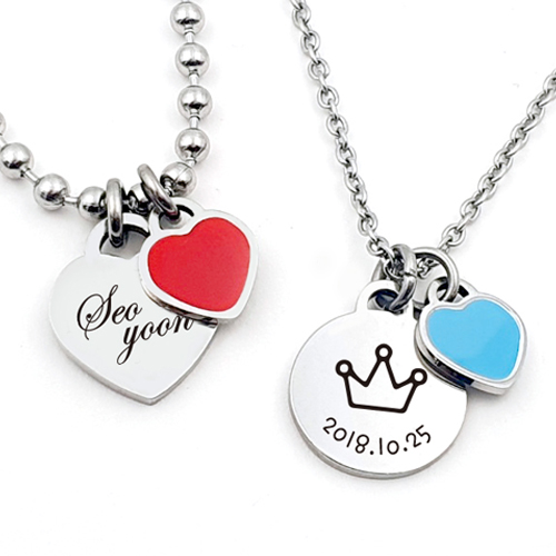 써지컬스틸 에나멜하트 목걸이 미아방지 21,000원