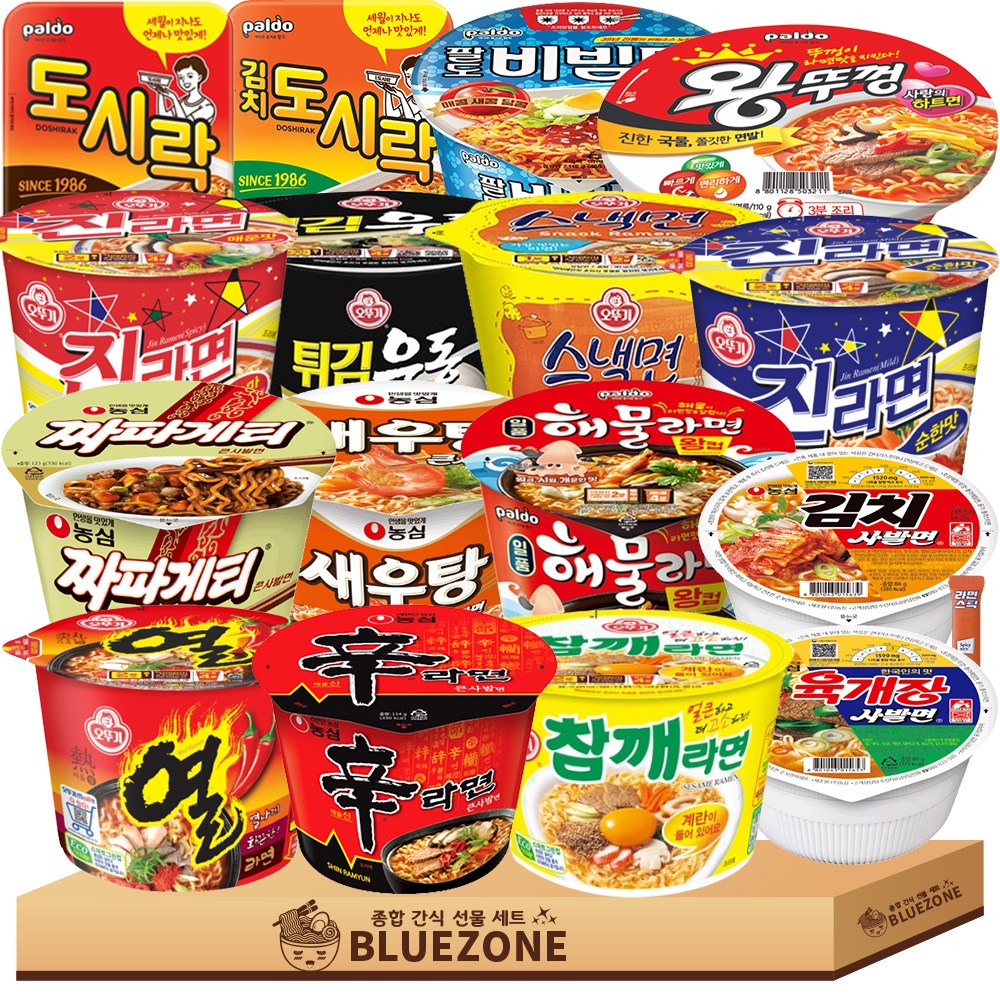 큰컵라면 용기 B세트 진라면매운 진라면순한 참깨라면 스낵면 열라면 오뚜기튀김우동 신라면 새우탕 짜파게티 육개장사발 김치사발 해물라면 팔도비빔 도시락 김치도시락 왕뚜껑 라면스틱, 1개 27,700원