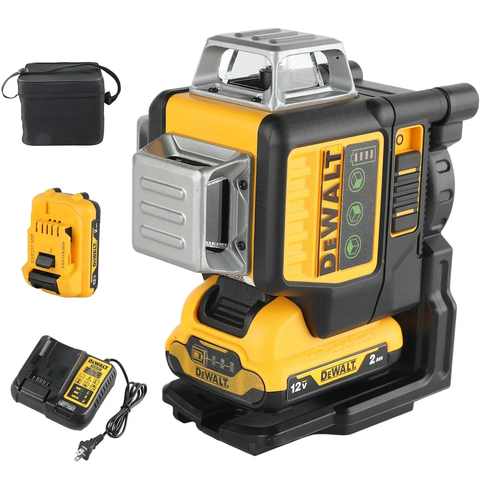Dewalt DW089LG 3면 * 360도 수직 라인 레이저 레벨 미터 야외 12V 리튬 배터리 수평 녹색 빛 레벨 92,000원
