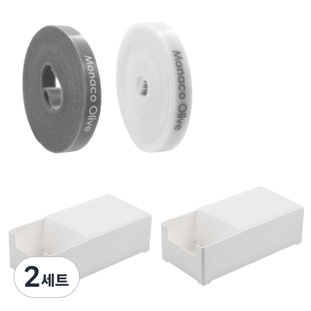모나코올리브 슬라이딩포켓 케이블 선 정리함 10p + 전용 트레이 중형 2p + 벨크로타이 2종 세트 26,750원